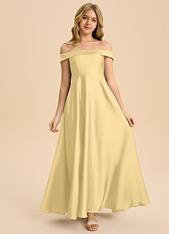 Azazie Sissy Junior Klänning av A-Line i Stretch Satin Off the shoulder image4