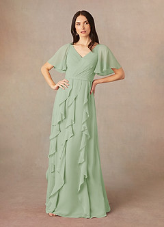 Azazie Watson Mother of the Bride Dresses Dusty Sage A-Line V-Neck Chiffon Dress image1