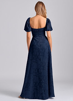 Azazie Mirian Brudtärnklänningar Klä av A-Linje i Blommig Utbrändhet Älskling Halsringning Mörk Marinblå image6