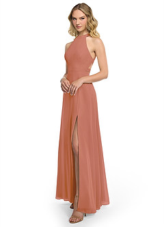 Azazie Clarice Bridesmaid Dresses MAI TAI A-Line Halter Chiffon Dress image2