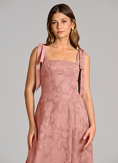 Azazie Debra Bridesmaid Dresses Rosette A-Line with Pockets Floral Burnout Dress image2