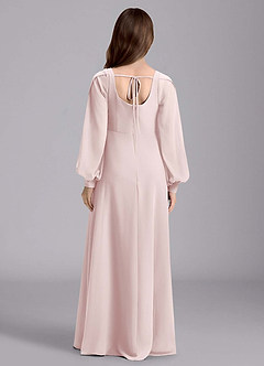 Azazie Bondi Junior Vestido de Rosa Rubor de Gasa de Corte en A con Blusón image2