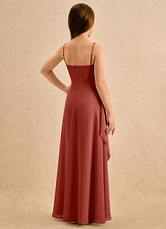 Azazie Cannoli Girls Formal Blumenmädchenkleider A-Linie Plissee Chiffon Kleid Terrakotta image2