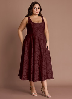 Amalie Wine A-line Midi Dress image4