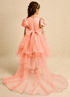 Azazie Cocoa Jurken voor bloemenmeisjes Baljurk Jurk van Tule Geplooid Zonsondergang image7