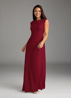 Azazie Bettina Mother of the Bride Dresses Burgundy A-Line Lace Chiffon Dress image3