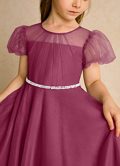 Azazie Duckie Abiti da Ragazza di Fiori Abito Principessa in Tulle Plissettato Gelso image6