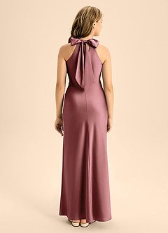 Azazie Doretta Junior Amethyst A-Line Pleated Stretch Satin Dress image2