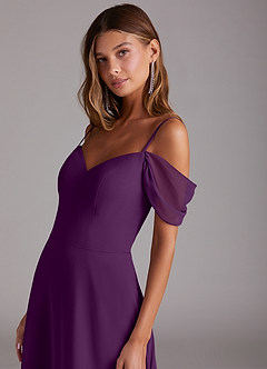 Azazie Marley Bridesmaid Dresses Grape A-Line Off the Shoulder Chiffon Convertible Dress image8