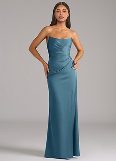 Azazie Marla Bridesmaid Dresses Bermuda Sheath Strapless Stretch Satin Convertible Dress image1