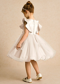 Azazie Chirp Flower Girl Dresses White Alabaster Ball-Gown Tulle Dress image4