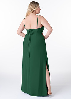 Azazie Mai Abiti da Damigella Abito Tubino in Chiffon Plissettato Verde Scuro image9