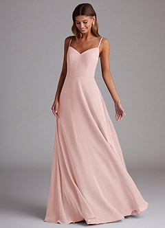 Azazie Marley Bridesmaid Dresses Powder Pink A-Line Off the Shoulder Chiffon Convertible Dress image5