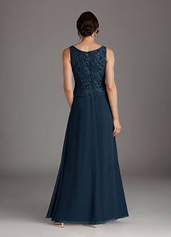 Azazie Cornelia Mother of the Bride Dresses Dark Navy Sheath Square Neckline Sequins Chiffon Dress image7