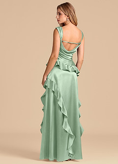 Azazie Sloane Abiti da Damigella Abito A-Line in Raso Metallizzato Scollo a Cuore Matcha image2