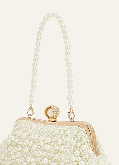 front Pearl Beaded Clutch Bag