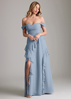 Azazie Sloane Bridesmaid Dresses Dusty Blue A-Line Sweetheart Neckline Chiffon Dress image4