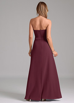 Azazie Jenilyn At-home Try On Dresses Cabernet A-Line Strapless Chiffon Dress image7