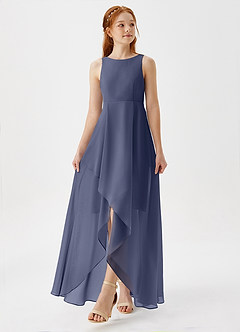 Azazie Lizette Junior Stormy A-Line Pleated Chiffon Dress image4