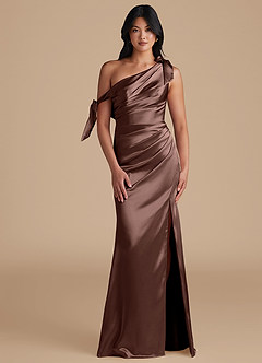 Azazie Xyla Vestidos de damas de honor Vestido de Expresado de Satén Metálico de Corte Recto Convertible con Vestidos sin tirantes image1