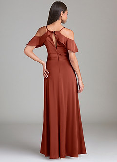Azazie Dakota Brautjungfernkleider A-Linie Schulterfrei Stretch-Satin Kleid Terrakotta image2