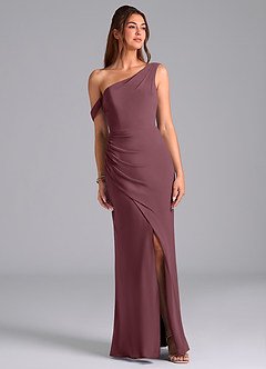 Azazie Madelyn Bridesmaid Dresses Sangria Mermaid One Shoulder Chiffon Convertible Dress image1
