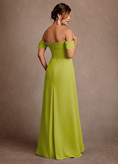 Azazie Amherst Mother of the Bride Dresses Lemongrass A-Line Off the Shoulder Chiffon Dress image3