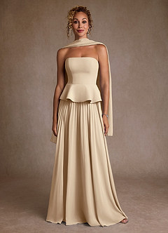 Azazie Josabeth Mother of the Bride Dresses Champagne A-Line Pleated Chiffon Dress image5