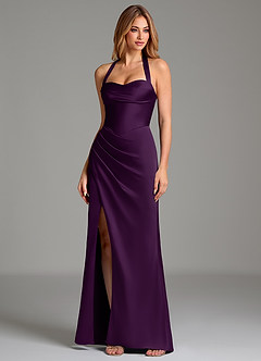 Azazie Serenity Bridesmaid Dresses Grape Mermaid Sweetheart Neckline Stretch Satin Dress image4