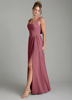 Azazie Novi Bridesmaid Dresses Desert Rose A-Line Pleated Chiffon Dress image4