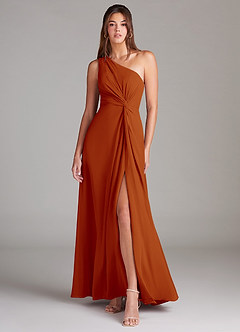 Azazie Brooke Bridesmaid Dresses Paprika A-Line One Shoulder Chiffon Dress image1