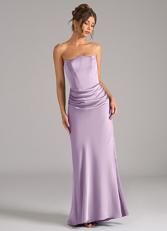 Azazie Debby Jurken voor bruidsmeisjes Converteerbaar Jurk van Stretch Satijn met Zeemeermin Strapless Frosted Lila image3