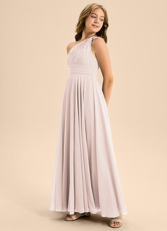 Azazie Charlize Junior Rose Petal A-Line Pleated Chiffon Dress image4