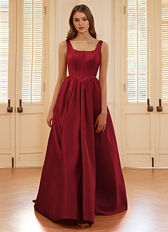 Blakellya Burgundy A-line Boned Corset Prom Dress image3