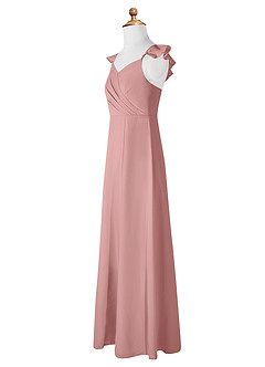 Azazie Amada Junior Dusty Rose A-Line Ruched Chiffon Dress image7