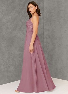 Azazie Amy Bridesmaid Dresses A-Line Lace Chiffon Floor-Length Dress image3
