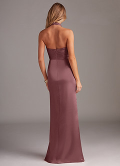 Azazie Jemma Bridesmaid Dresses Vintage Mauve Sheath Pleated Stretch Satin Dress image6