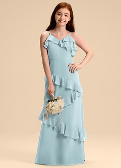 Azazie Evara Junior Mist A-Line Chiffon Dress image4