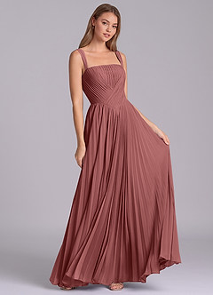 Azazie Mina Bridesmaid Dresses Amethyst A-Line Pleated Chiffon Dress image3