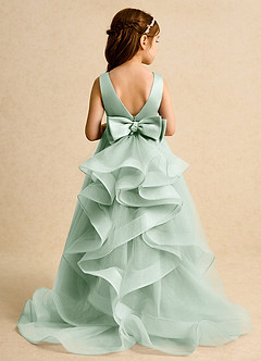 Azazie Lior Flower Girl Dresses Agave Ball-Gown Pleated Tulle Dress image8