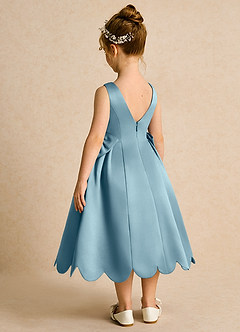 Azazie Macaroon vestidos de niña de las flores Vestido de Azul Malhumorado de Satin Mate de Princesa con Lazo image3