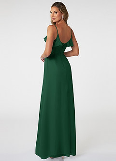 Azazie Natalia Vestidos de damas de honor Vestido de Verde Oscuro de Gasa de Corte en A image4