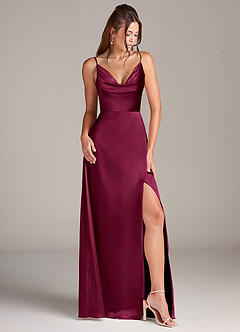 Azazie Sarella Brautjungfernkleider A-Linie Plissee Stretch-Satin Kleid Burgunderrot image3
