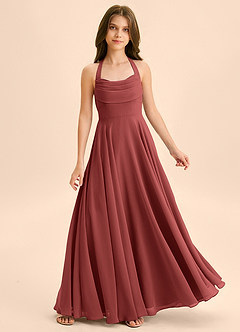 Azazie Kady Junior Terracotta A-Line Sweetheart Neckline Chiffon Dress image1