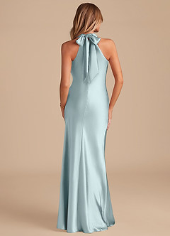 Azazie Doretta Bridesmaid Dresses Mist Mermaid Bow Metallic Satin Dress image6