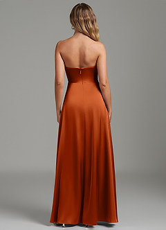 Azazie Niveah Robes de demoiselle d'honneur Robe Trapèze Convertible en Satin extensible Sans bretelles Orange Brûlée image8