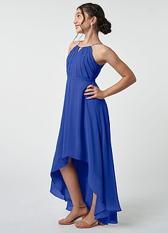 Azazie Oaklynn Junior Robe Trapèze en Mousseline de soie Plissée Bleu Roi image4