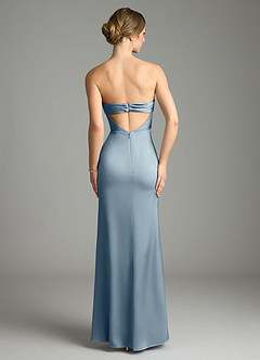 Azazie Leonis Brudtärnklänningar Klä av Sjöjungfru i Stretch Satin Plisserad Dammblå Konvertibel image2