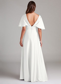 Azazie Pamela Brudtärnklänningar Klä av A-Linje i Stretch Satin Plisserad Vit image2