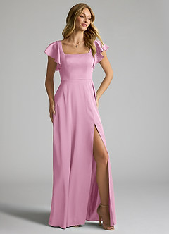 Azazie Bondi Bridesmaid Dresses Candy Pink A-Line Bow Stretch Satin Dress image1